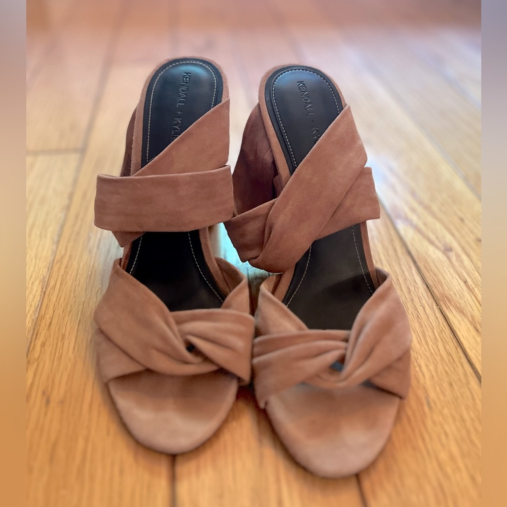 Kendal + Kylie pink suede sandal heels